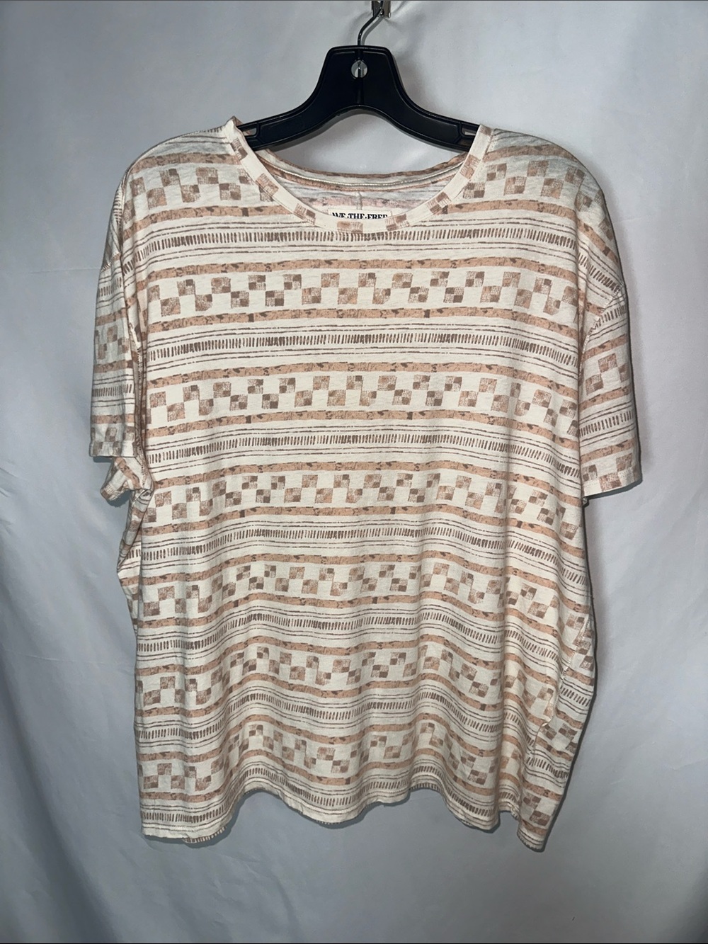 We The Free Short-Sleeve Tee in Beige and Cream Stripes